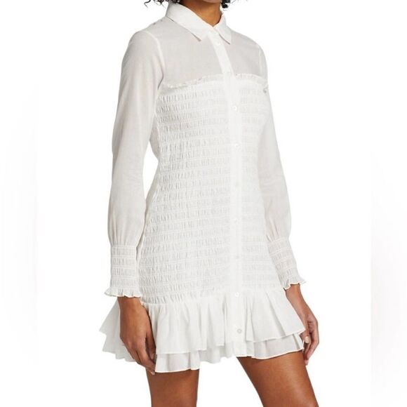 Veronica Beard NWT Kelsey Long Sleeve Cotton Shirtdress In White Size 8 - Picture 8 of 10